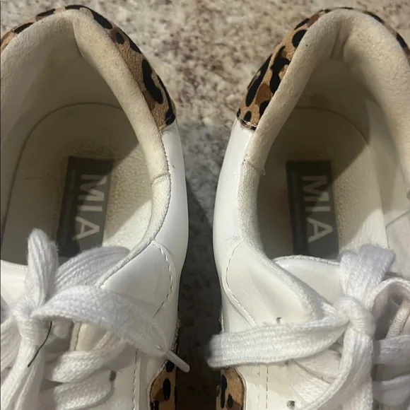 MIA White Sneakers with Leopard Print Accent - Picture 2 of 6